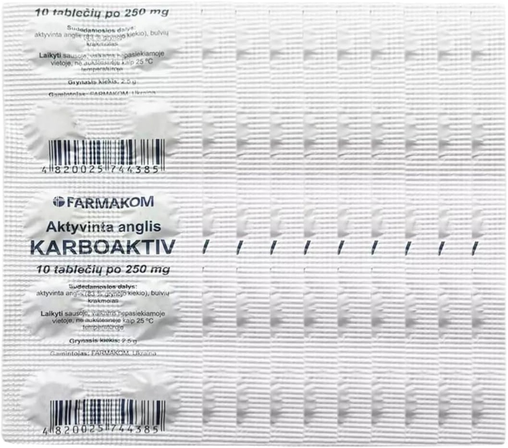Actieve kool Houtskool Tabletten Vertering Voedingssupplementen 5 vellen X 10 tabletten