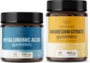 HERBAMAMA Trousse d'acide hyaluronique et de magnésium - Ensemble de 250 mg d'acide hyaluronique et de 400 mg de citrate de magnésium - Végétaux, non-OGM, sans gélatine - 2 emballages