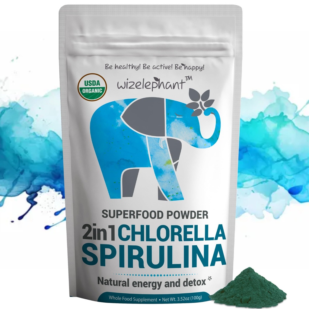 Chlorella Spirulina Poudre Organique de Super Greens Poudre et Mélange de Smoothie Riche en Chlorophylle pour le soutien immunitaire et l'énergie