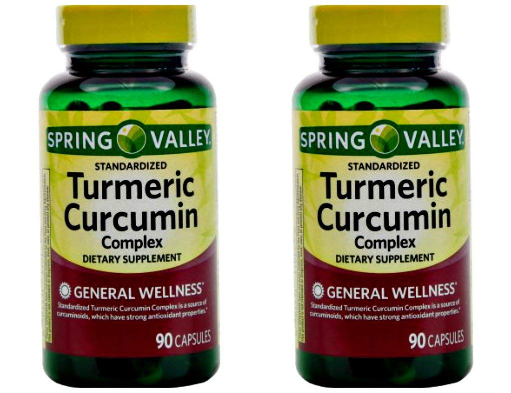 Spring Valley Standerdized complexe curcumine curcumine supplément alimentaire capsules, 500 mg, 90 nombre, 2 pk
