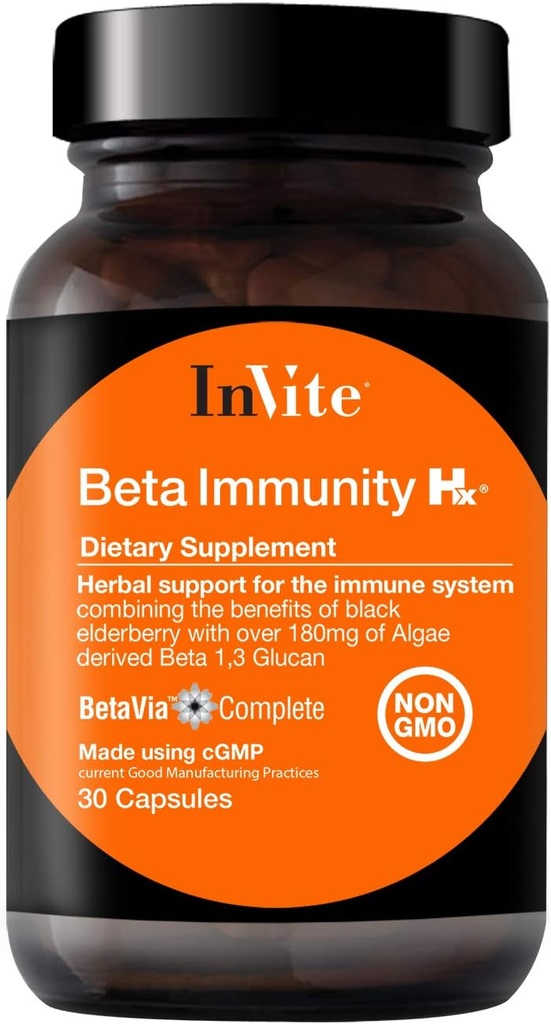 IInVite Health Beta Immunity Hx® - Immune-Boosting Supplement - met Beta Glucans en Zwarte Vlierbes - 30 capsules
