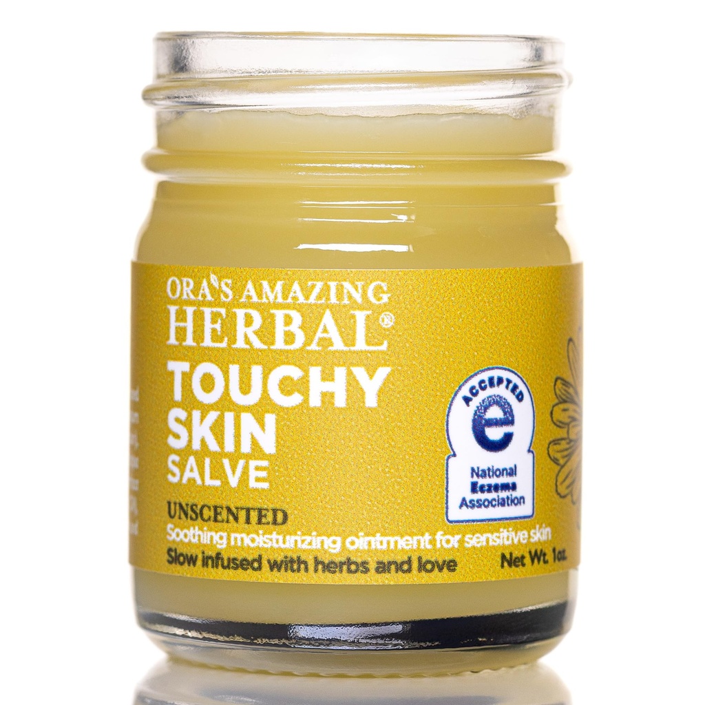 Amazing Herbal d'Ora, Salve de peau tactile, traitement de crème d'eczéma, crème anti-démangeaison pour les enfants et les adultes, onguent calendula pour naturel sensible, sans fragrance, peau sèche baume 1 oz Taille de voyage