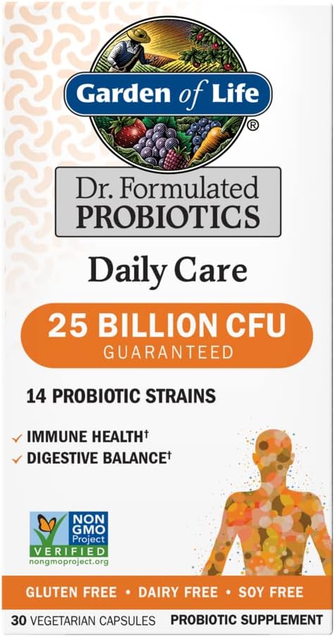 Garden of Life Dr. Formulated Probiotics Daily Care 30 Capsules 25 miljard CFU 14 Strains Immune Health Digestive Balance, Glutenvrij,Soy Free