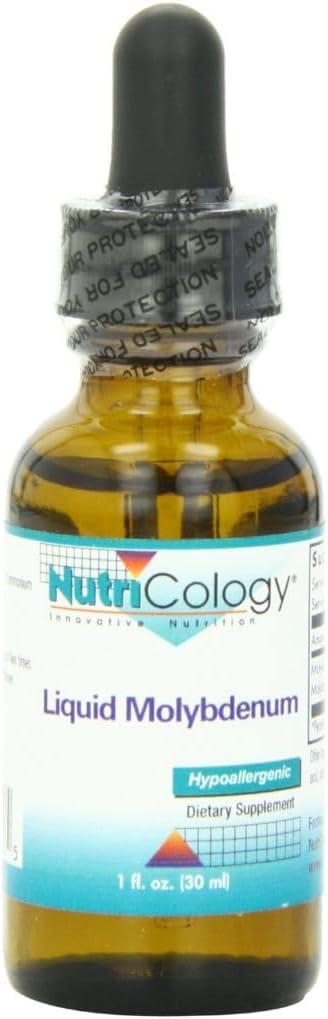 Nutricologie Complément de molybdène liquide - Soutien du métabolisme du soufre, 25 mcg par goutte, acide urique, minéraux traces, gouttes liquides - 1 Fl Oz