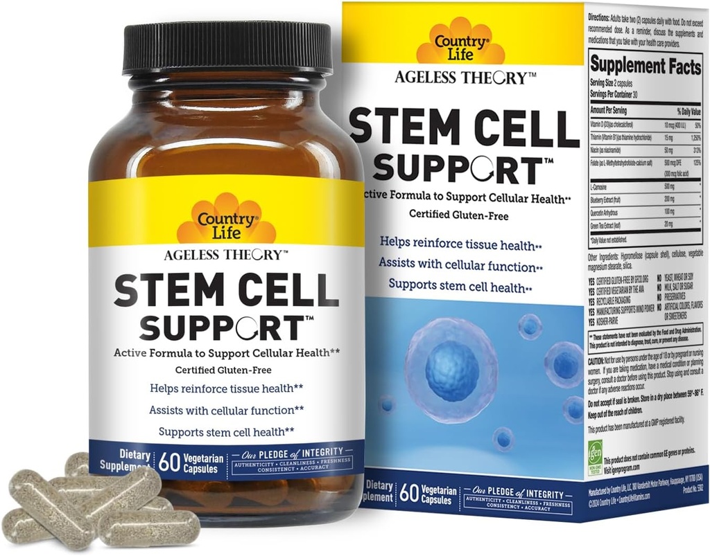 Land Leven Leeftijdloze Theorie Vegetarische Capsules - Gecertificeerde Glutenvrij, Kosher, Vegetarisch - Weefsel Gezondheid, Cellulaire Functie,Stem Cell Gezondheid,Ondersteunt Gezonde Veroudering Anti Veroudering, Gecertificeerde IgEN
