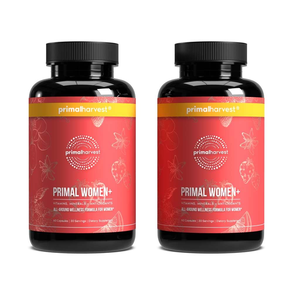 Primaire oogst Multivitamine voor vrouwen Vitamine A, Vitamine C, Vitamine D en E, Vitamine B12, B6, Biotine, Zink Supplementen, 60 Capsules (Womens 2 Pack)