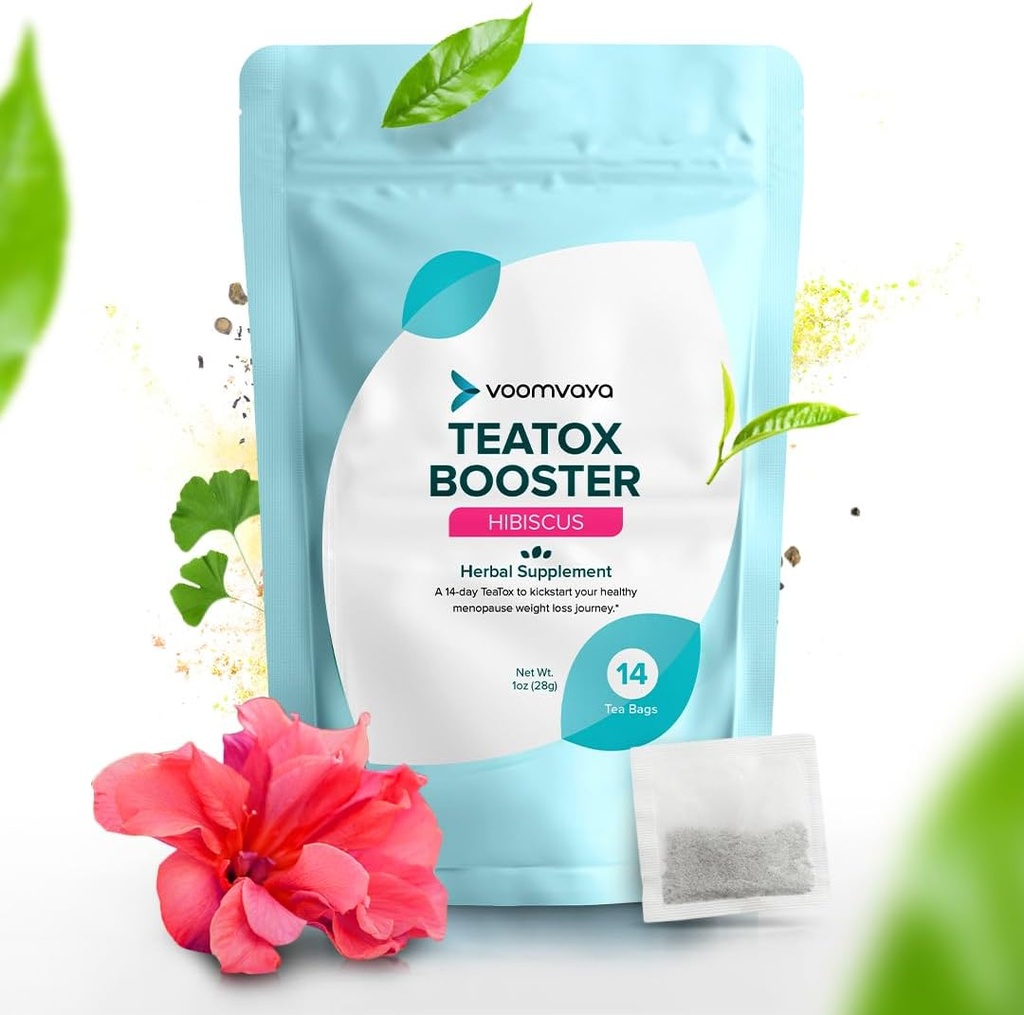VoomVaya TeaTox Booster Senna Tea - 14 dagen Detox Tea for Bloating Relief, Detox Cleanse, Mood Boost - Hibiscus Flavor