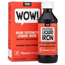 NovaFerrum Wow, 125 supplément de fer liquide haute puissance pour les adultes, carence en fer, 125mg de fer par dose de 5mL, végétalien vérifié, certifié sans gluten, sans sucre