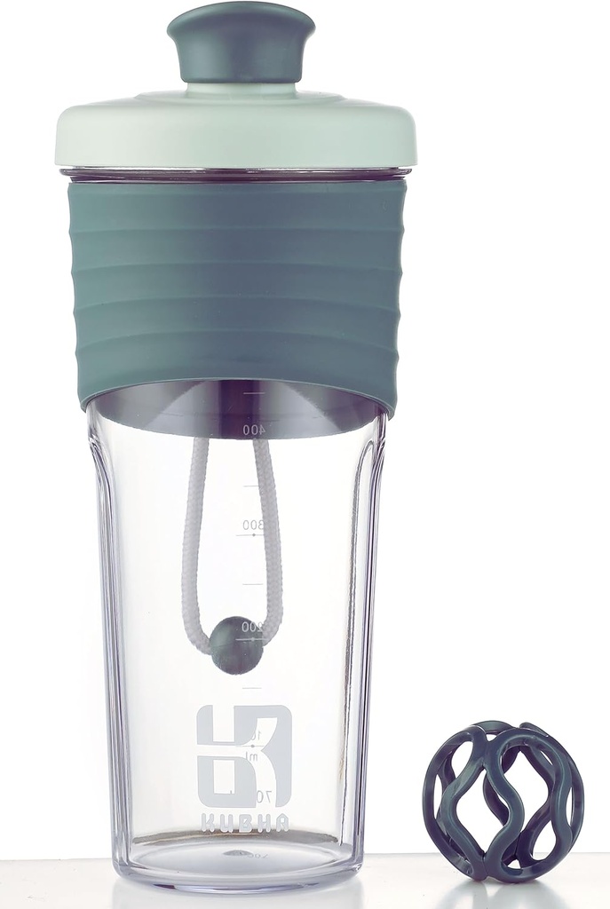 Bouteille Shaker 2ème génération pour protéines avec boule de mélange - Parfait pour les entraînements et l'utilisation en plein air, 24-Ounces Whey Protein Shaker avec mesure claire (vert noir)