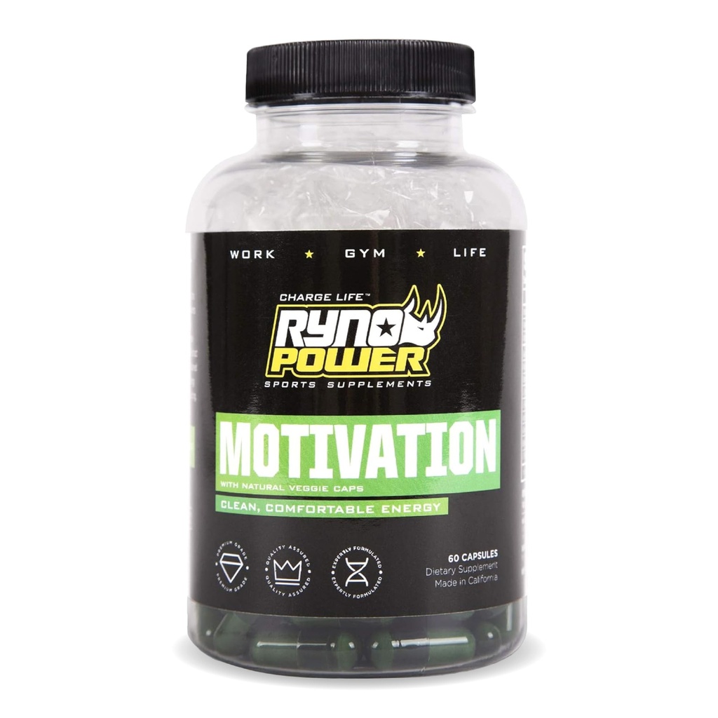 Ryno Power Motivation Pre-Workout Focus Energy Supplément Capsules (30 portions)