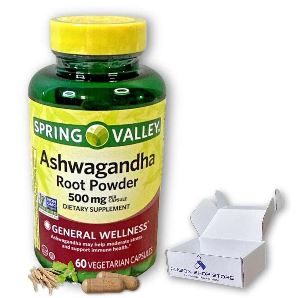 Ashwagandha- 500 mg wortelpoeder, 60 capsules (verpakking van 1)
