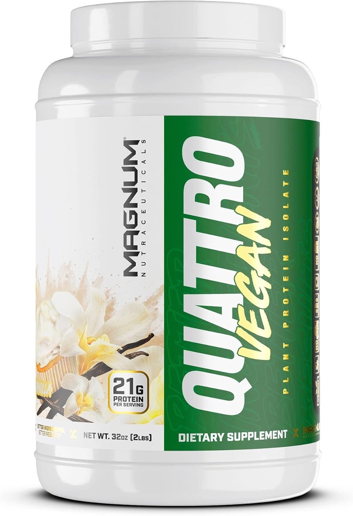 Magnum Nutraceuticals Quattro Vegan Proteïne Poeder, Vanille 2lb 