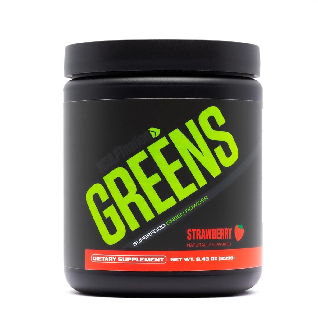 Sculpt Nation by V Shred Greens Strawberry - Premium Greens Powder & Superfood Blend with Collageen to Support Skin, Digestie, and Energy - 30-Day Supply