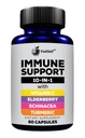 Immuun Support Booster Supplement met Vlierbes, Vitamine C, Echinacea, Kurkuma Curcuminoïden, Vitamine E, Vitamine B6, Zink, L-Glutamine HCL, Knoflook, Lactobacillus Acidophilus :: 60 Tellen, 1 Verpakking