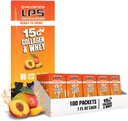 Voedingsdesigns LPS Liquid Collageen & Wei Protein Supplement - Non-GMO Drink, Sugar-Free - bevordert gezonde huid en haar voor mannen en vrouwen, Peach Mango, Single Serve (100 Packets)