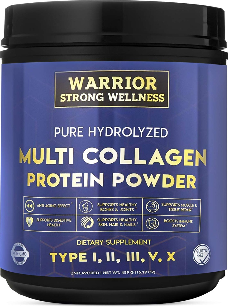 Pure Gehydrolyseerde Multi Collageen Protein Powder, Collageen Powder, Boost Energy, for Aging Skin Elasticity, Hair & Nails Growth Support, Joint Health (Unflavored)