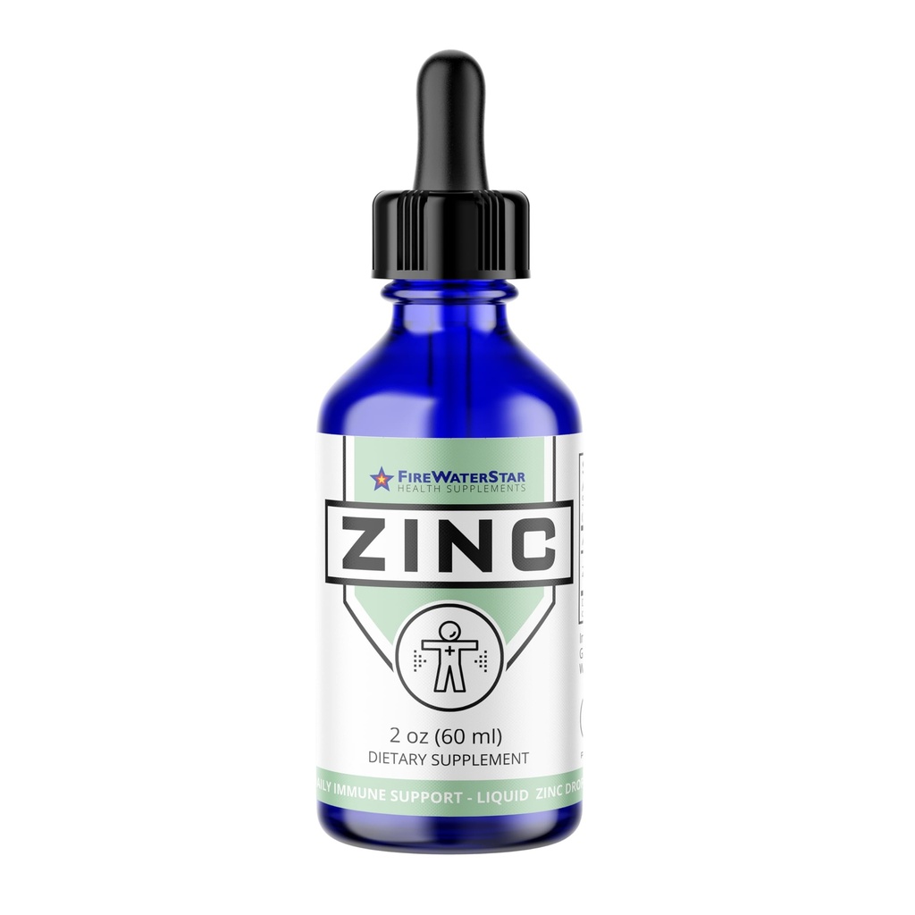 FWS Liquid Zink Supplement voor mannen Vrouwen Kids, Biologische Niet-GMO Vegan, Ionische Zink Sulfate Drops, Immune System Boost Gezonde Huid Ondersteuning Algemene Wellness, 30 Dagen Levering, 2 oz
