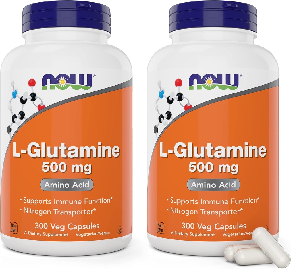 Nu L-Glutamine 500mg 300 Veg Capsules (verpakking 2) - Non-GMO Supplement - Vegan Lglutamine 500 mg Caps