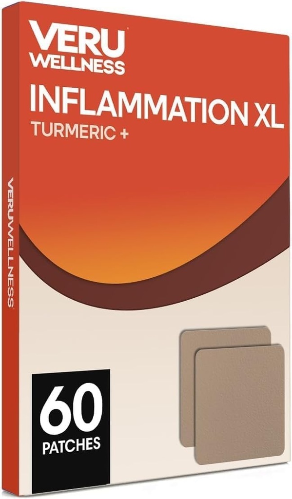 Veru Wellness Inflammation XL Patchs curcuma - Formule quotidienne complète non ingérable, formule quotidienne complète étanche ( 60 jours)