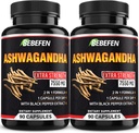 BEBEFEN Ashwagandha Capsules - 7550mg Formula Pillen met Black Pepper Extract - 90 Capsules Ashwagandha Supplement voor energie ondersteuning - 3 maand levering (pakket van 2)