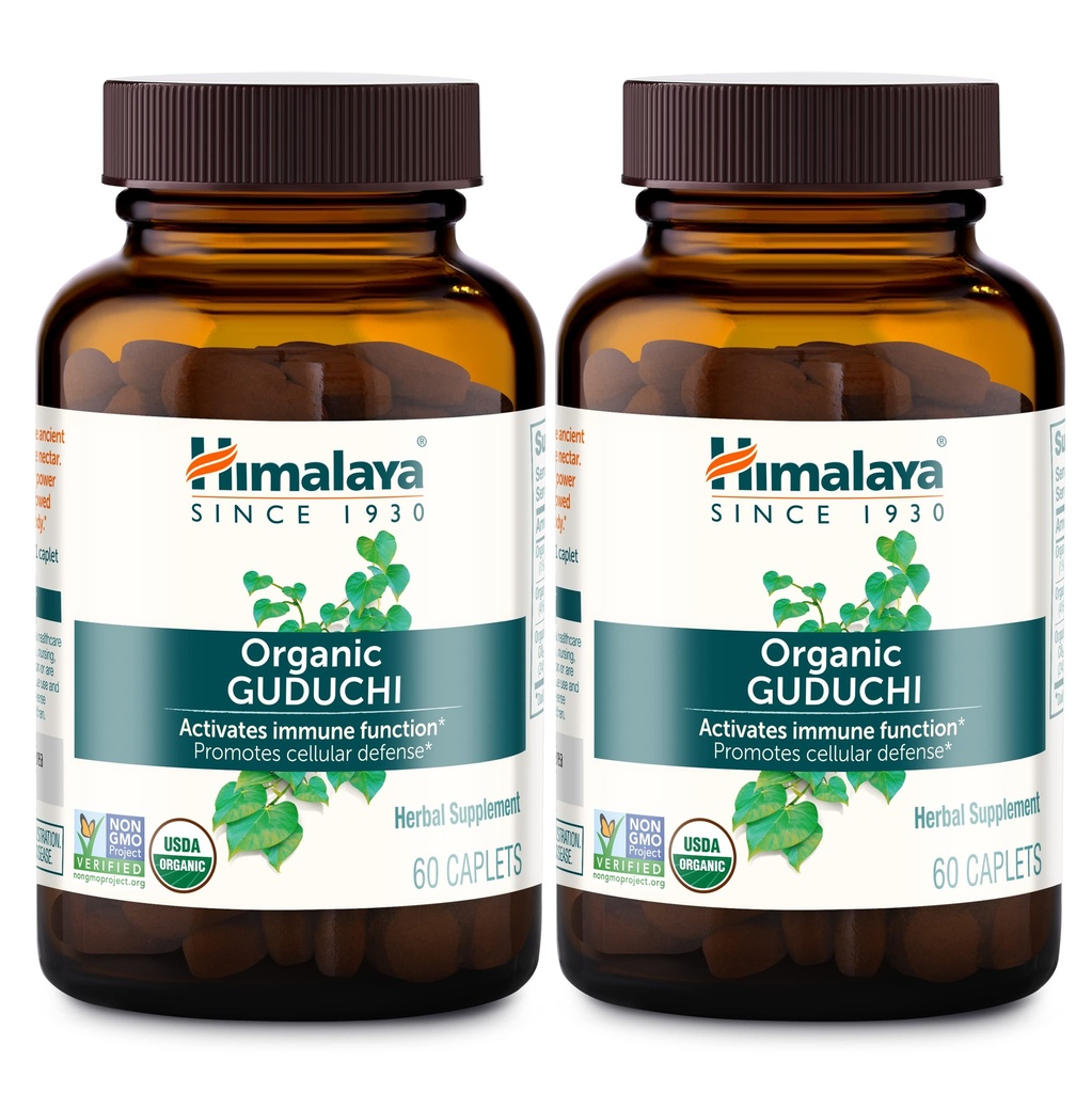 Himalaya Biologische Guduchi voor Actieve Immune Support en Cellular Defense, 700 mg, 60 Caplets, 2 maand Supply, 2 Pack