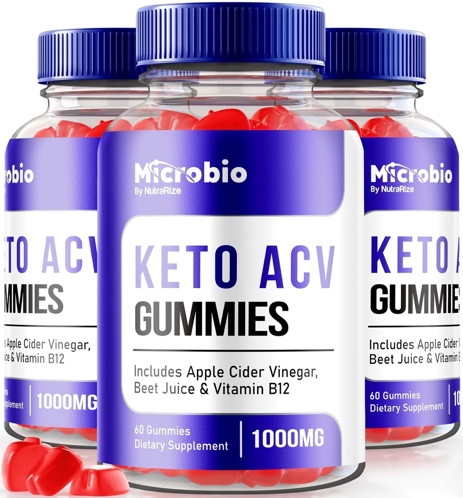 NutraRize (pakket van 3 MicroBio Keto ACV Gummies, Officiële Keto + ACV supplement, Alle natuurlijke micro-bio, Apple Cider Vinegar Reviews (180 Gummies)