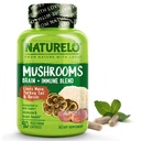 NATURELO Paddestoel Supplement Hersenen & Immune Health Blend met Lion s Mane, Reishi, Turkije staart 90 Vegan vriendelijk Capsules
