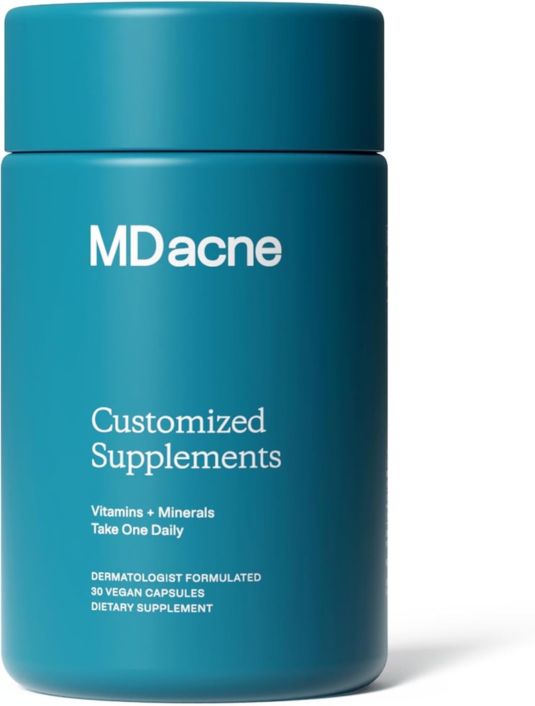 MDacne Vitamines et Minéraux Suppléments de nettoyage de la peau - 30 Capsules Vegan - soutient le traitement topique de l'acné et favorise une peau claire, calme, rougeur et contagion de pores 30 Compte (paquet de 1)