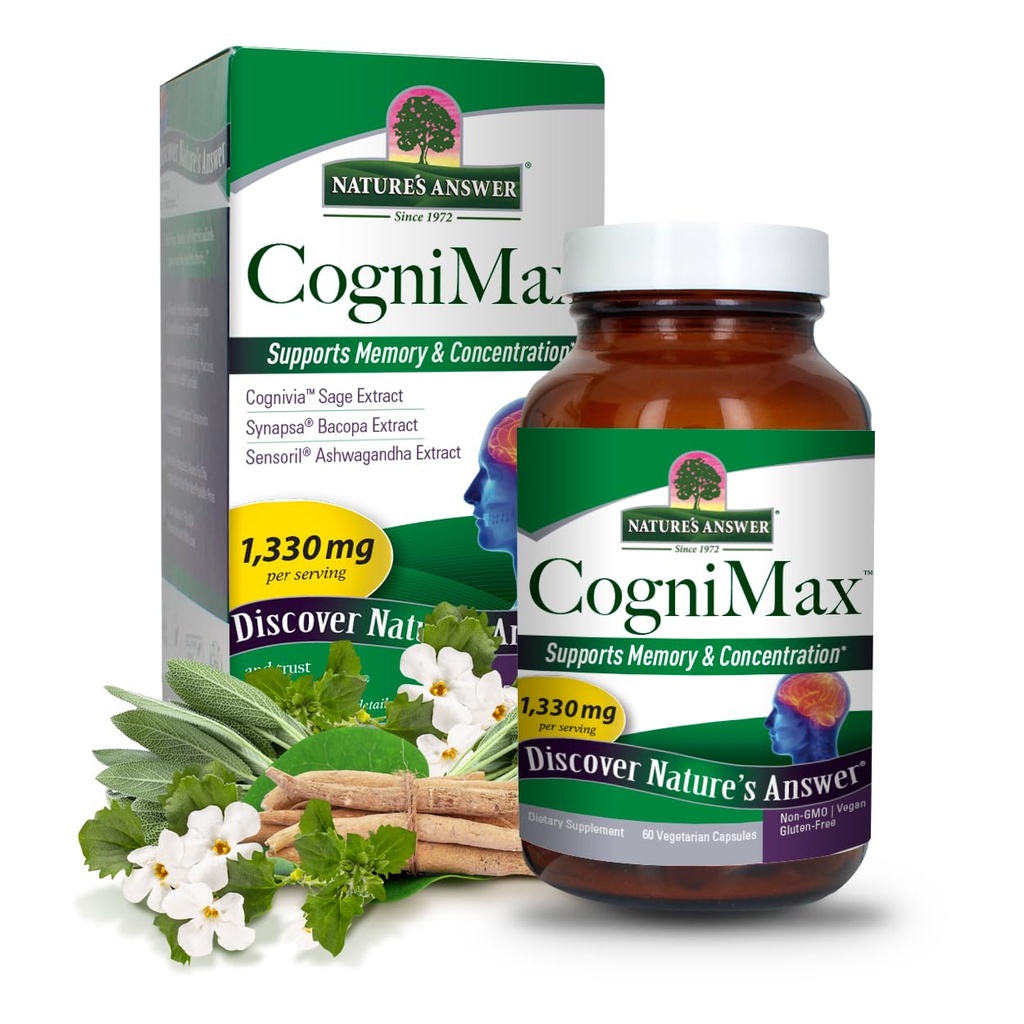 Antwoord van de natuur CogniMax 1330mg Supplement Blend 60-Capsules 