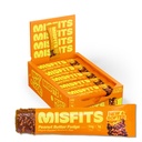Misfits Vegan Protein Bars, Peanut Butter Fudge - Bijgewerkt Recept, Plant Based, Low Sugar & Carb, High Fiber Snacks Pack van 15