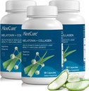 AloëCure Natuurlijke Melatonine + Collageen met biologische Aloë Vera - Natuurlijke slaaphulpsupplement voor rustgevende nachten - Collageen Complex voor gezamenlijke sterkte, huidelasticiteit, haar & nagelgroei, 30 capsules