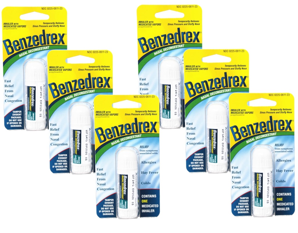 Benzedrex Inhaler Propylhexedrine Nasal Decongestant - 1 telling (verpakking van 6)