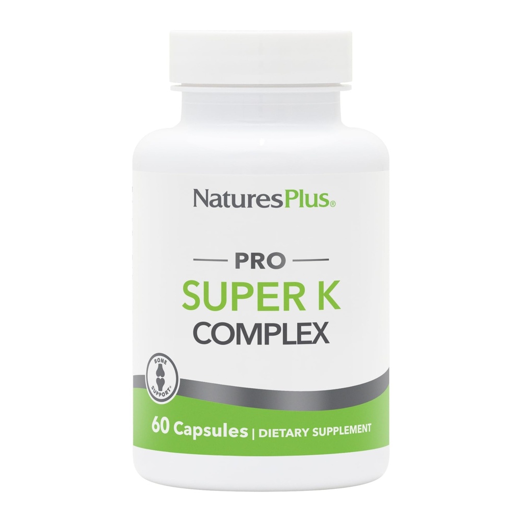 NaturesPlus PRO Super K Complex - 60 capsules - Bevordert gezond calciummetabolisme - Bevat vitamines K1 & K2 - non-GMO, veganistisch en glutenvrij - 60 porties