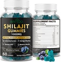 Shilajit Gummies pour les hommes et les femmes - Supplément Shilajit sans sucre Riche en 85+ Trace Minerals & Fulvic Acid, fournir de l'énergie, le cerveau et le soutien immunitaire - 60 Gummies