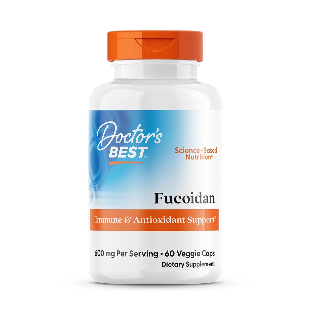 Doctor's Best Fucoidan Supplement for Men & Women - Fucoidan Extract Capsules from Seaweed, Immune Health & Antioxidant Support, 600 mg Per Serving, Gluten Free, Non-GMO, Vegan - 60 Veg Caps