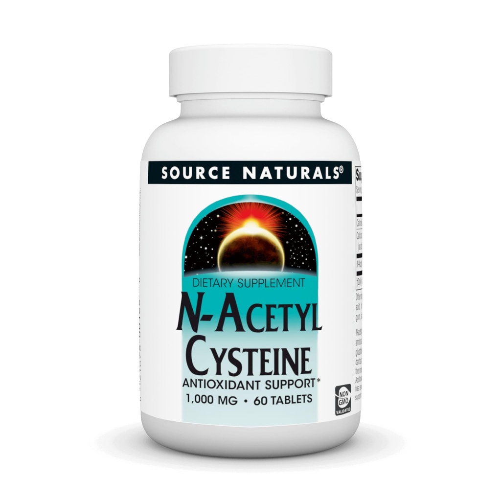 Source Naturals N-Acetyl Cysteine Antioxidant Ondersteuning 1000 mg Dieetsupplement dat de ademhalingsgezondheid ondersteunt* - 60 tabletten