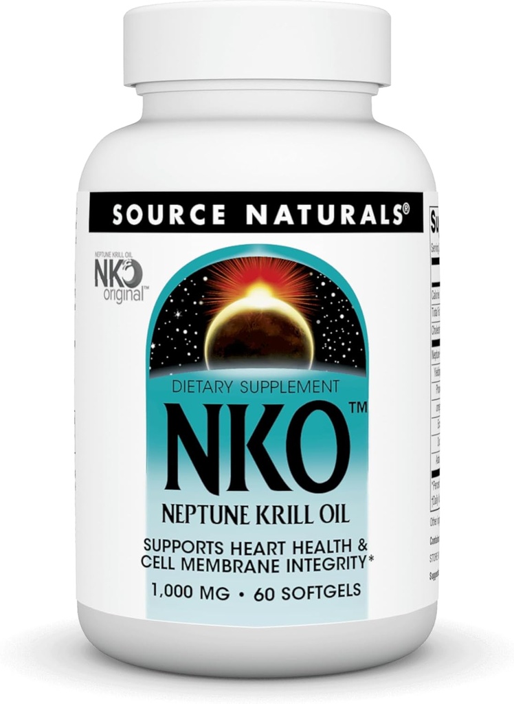 Bron Naturals NKO Neptune Krill Oil, ondersteunt hartgezondheid en celmembrane integriteit*, 1000 mg - 60 SoftGels