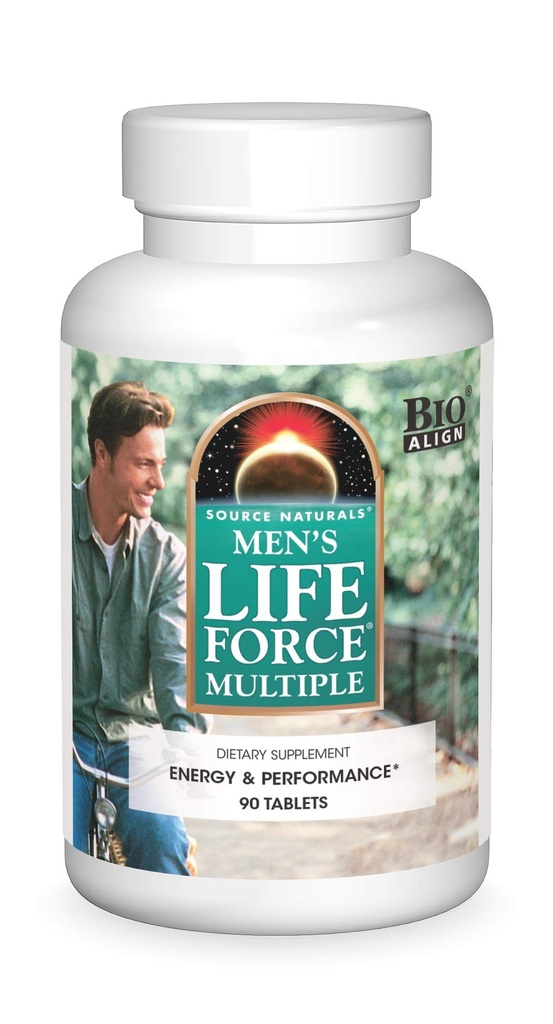 Bron Naturals Heren Life Force Multiple Daily Multivitamine & Immune Health Supplement - 13 Essentiële Vitaminen, Nutriënten & Mineraal - 180 Tabletten