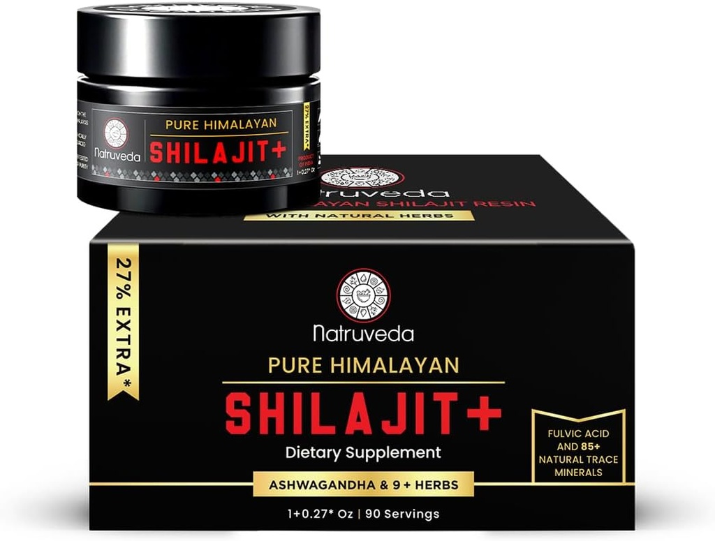 Himalaya Shilajit Resin voor mannen en vrouwen - Biologische Shilajit, Fulvic Acid & 85+ Natural Trace Minerals - Ayurvedic Dietary Tea Resin, 10 Natural Ingredients f - 90 Servings, 1.27oz