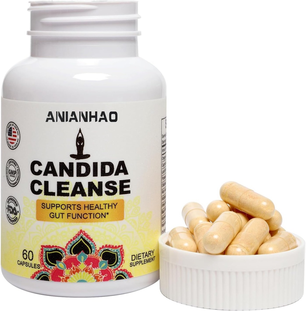 Candida Nettoyer avec des plantes naturelles et probiotiques, feuille d'Origan, wormwood, acide caprylique, noix noires
