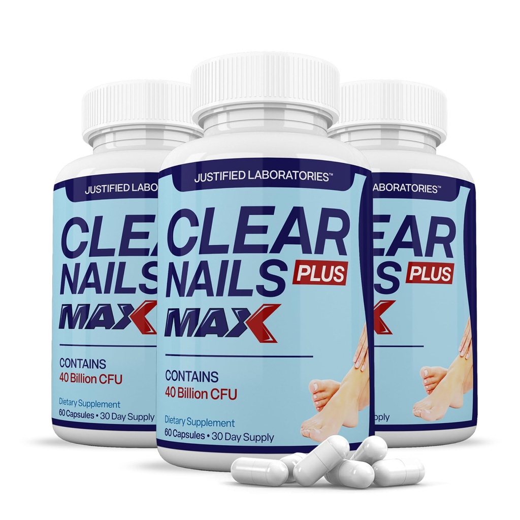 Justified Laboratories (3 Pack) Clear Nails Plus Max Pills 40 Miljard CFU Probiotic 60 Capsules