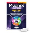 Mucinex Nachtverschuiving Koude en griep, maximale sterkte Krachtige Multi-Symptoom Nighttime Relief, 20 Fast Release Caplets - Pain Reliver/Fever Reducer, Cough Suppressant, Antihistamine