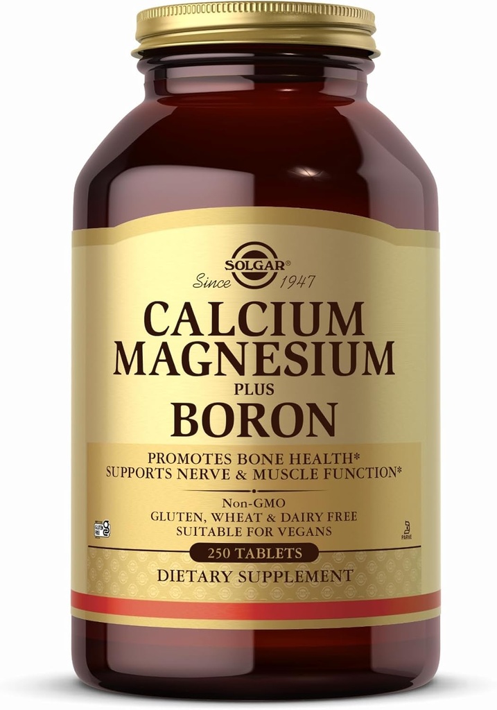 Solgar Calcium Magnesium Plus Boron - 250 tabletten - Non-GMO, Vegan, Glutenvrij, Zuivelvrij, Kosher - 83 porties