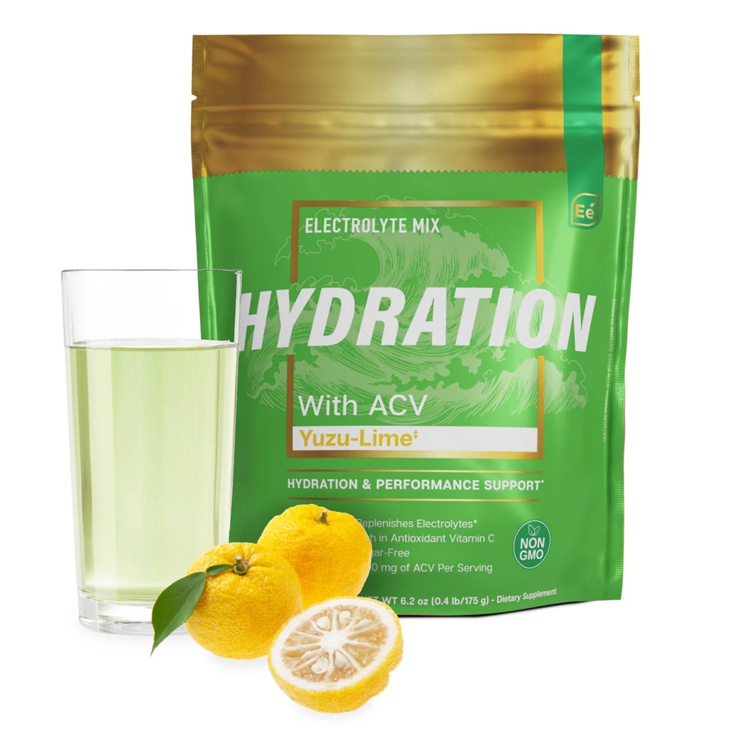 Essentiële elementen Hydration Packets - Yuzu Lime Pack - Sugar Free Electrolytes Powder Packets - 25 Stick Packs van Electrolytes Powder No Sugar - Hydration Drink - met ACV & Vitamine C