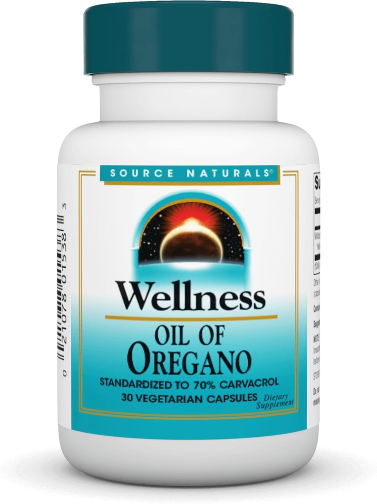 Bron Naturals Wellness Oil of Oregano - Gestandaardiseerd tot 70% Carvacrol - 30 Vegetarische Capsules