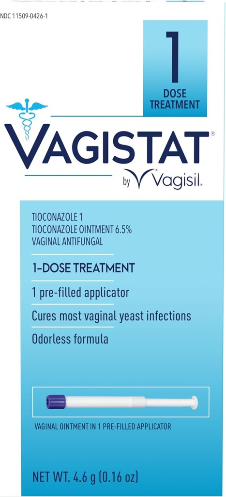 Vagisil Vagistat 1 dag single-dose Gistinfectie behandeling voor vrouwen, antischimmel zalf helpt verlichten extern jeuken en irriteren, 1 voorgevulde geen aanraken Vaginale Applicator (pakket van 1)