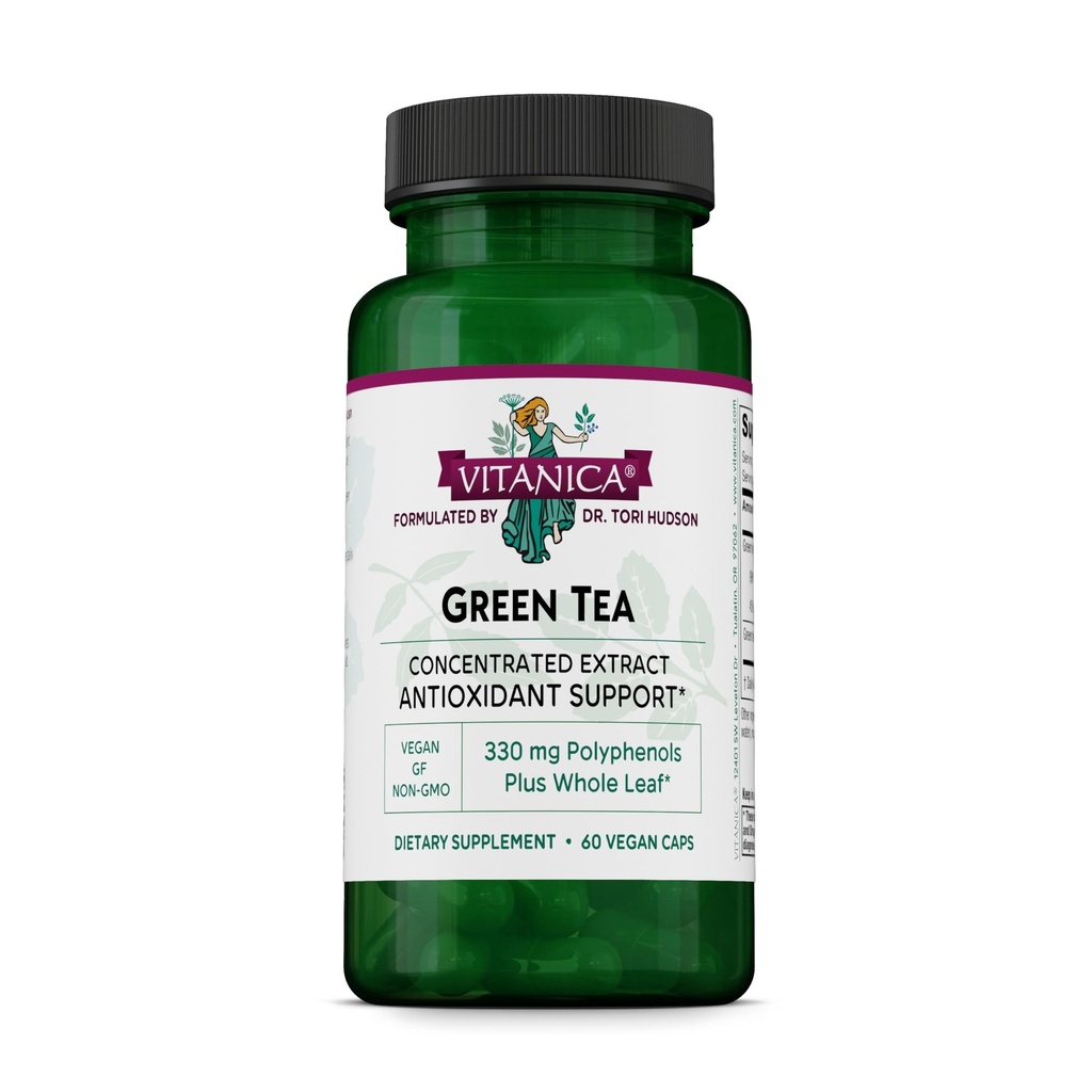 Vitanica Green Tea Extract Supplement 330mg, 45% EGCG, 98% Polyfenolen en 80% Catechinen, Energie Antioxidant en Immune Support, Vegan, 60 Capsules