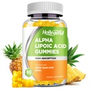 Alpha Lipoïne Acid Gummies 1000Mg met Biotine, Hoge Absorptie Kauwbare ALA Supplement voor Antioxidant, Hersengezondheid en Zenuwondersteuning, Ananas smaak, Suikervrij, 60 Kauwen