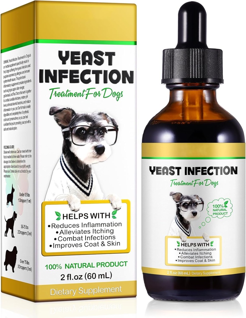 Natuurlijke Gistinfectie Behandeling voor honden, Hond Gist Infectie Behandeling, Hond Allergie Relief, jeuk en immuniteit Relief, Verbetert Coat & Skin, Honden Herbal Supplement, 2 oz
