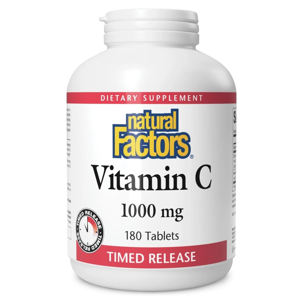 Natuurlijke factoren Vitamine C 1000 mg Time Release, Antioxidant Ondersteuning voor Immune en Bone Health, 180 tabletten